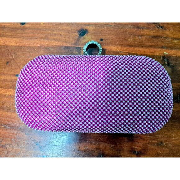 Wom Handbag Crystal Clutch Studded Pink Fuschia Purse Evening Holiday Bag - Picture 1 of 14